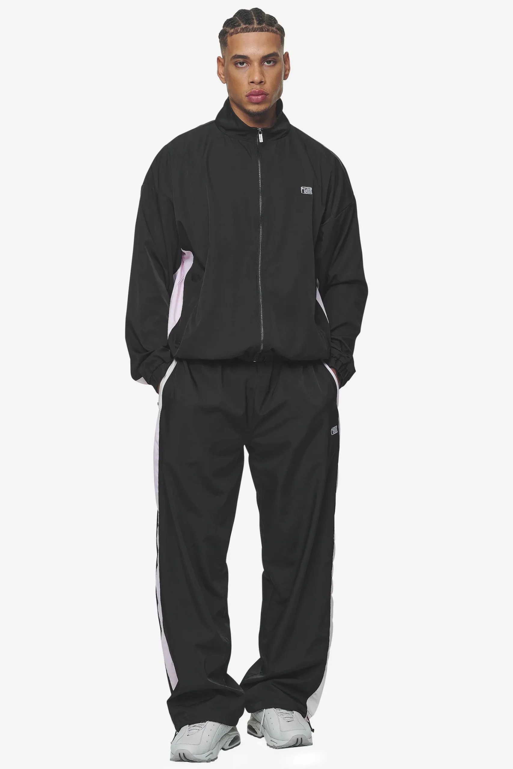 Pegador Stow Boxy Track Jacket Black Bubblegum