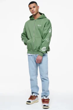 Pegador Teston Sweat Jacket Vintage Washed Cypress Green
