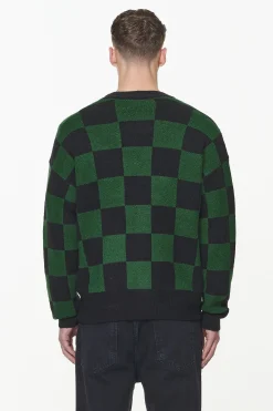 Pegador Todd Checkered Knit Cardigan Onyx Black British Green