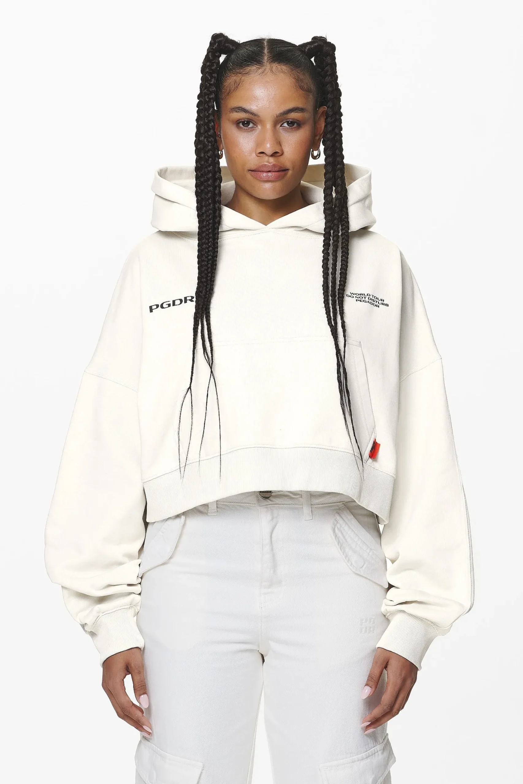 Pegador Vrena Oversized Cropped Hoodie Washed Salty Cream