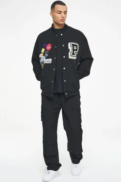 Pegador Whitney Varsity Jacket Washed Black Ink Black