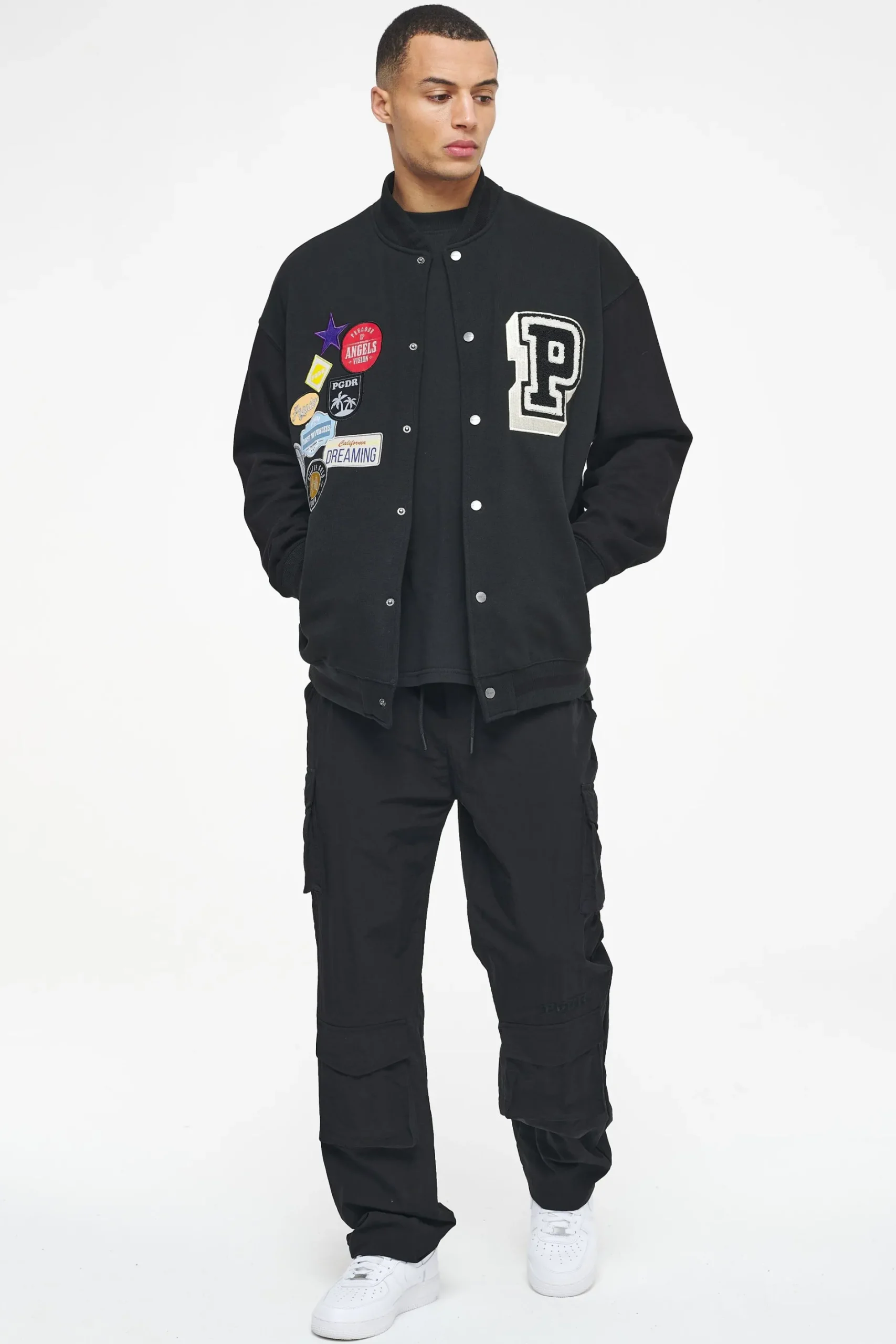 Pegador Whitney Varsity Jacket Washed Black Ink Black