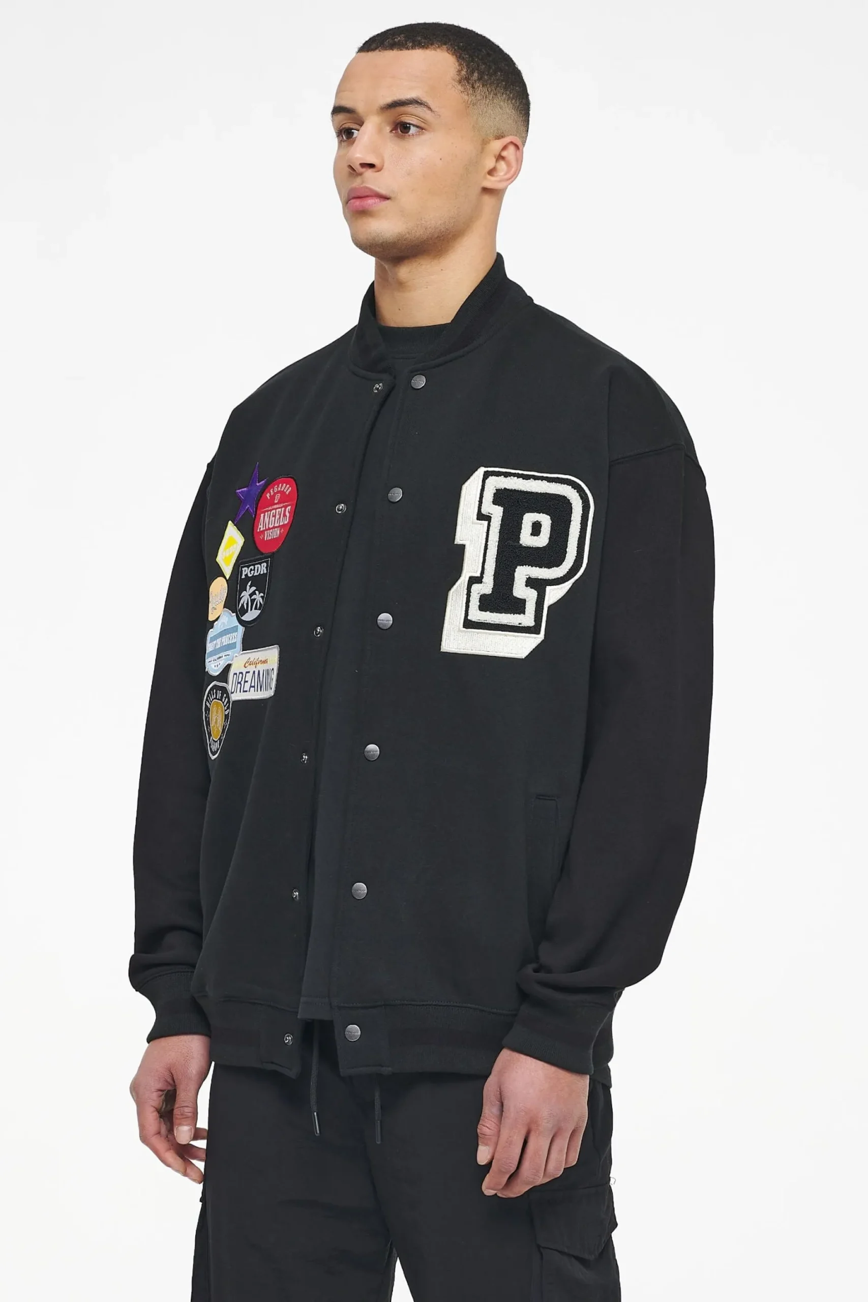Pegador Whitney Varsity Jacket Washed Black Ink Black