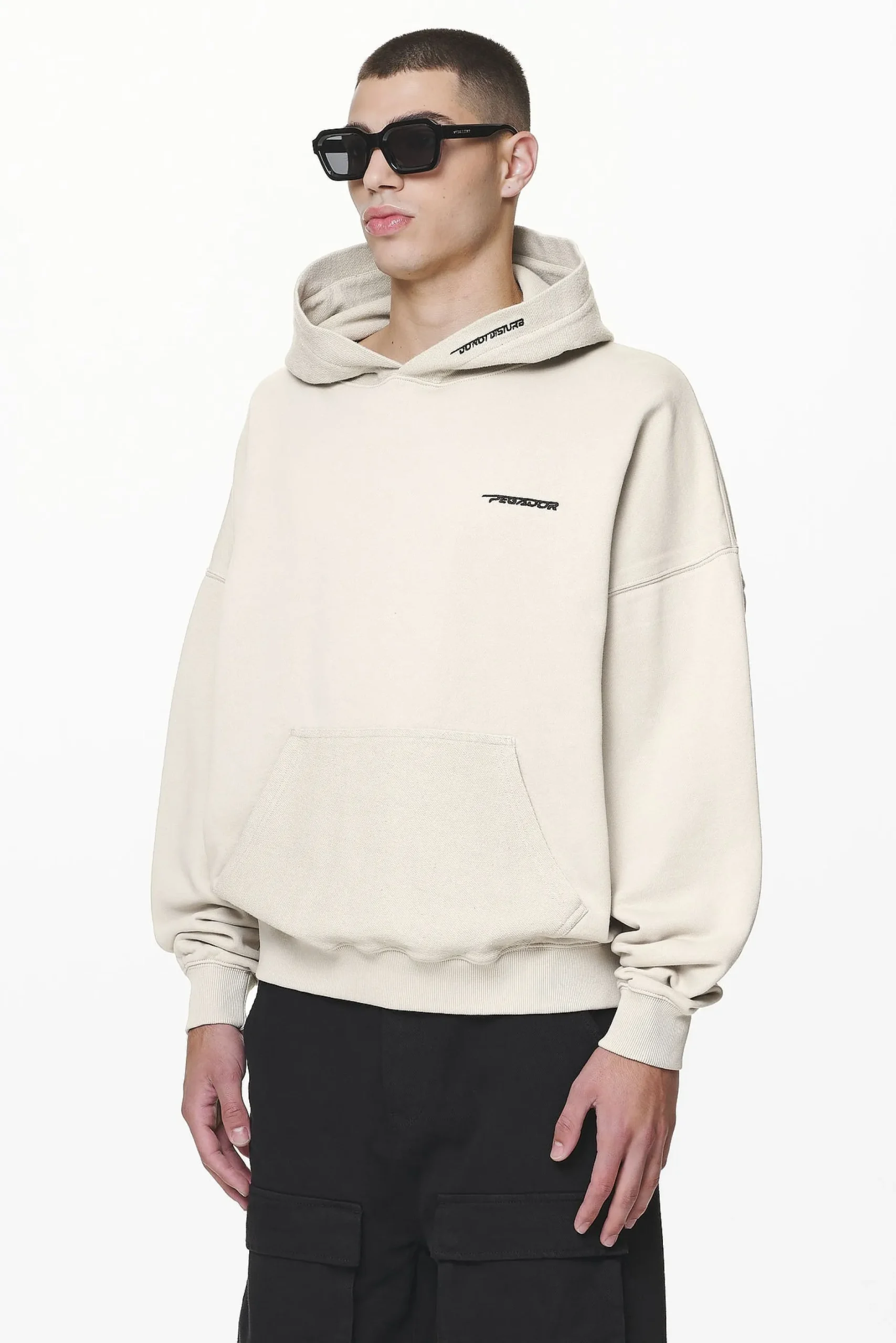 Pegador Wintor Inside Out Terry Boxy Hoodie Washed Dust Cream
