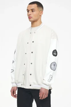 Pegador Yardley Varsity Jacket Washed Angels Cream Bright White