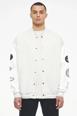 Pegador Yardley Varsity Jacket Washed Angels Cream Bright White