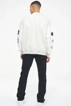 Pegador Yardley Varsity Jacket Washed Angels Cream Bright White