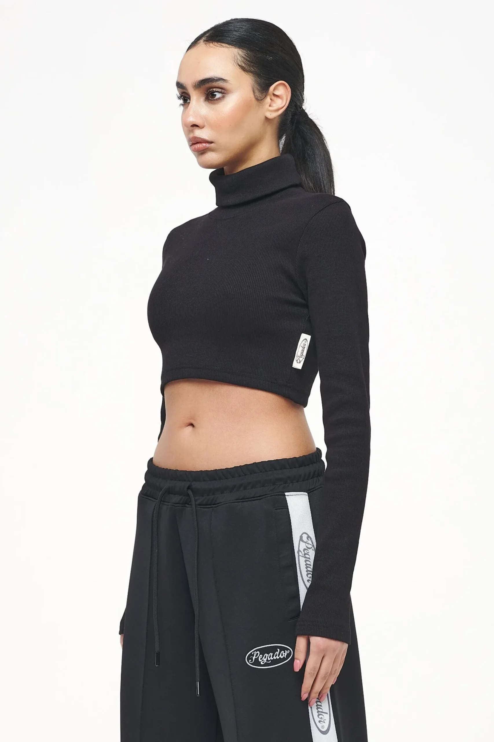 Pegador Zito Rib Cropped Turtleneck Longsleeve Black